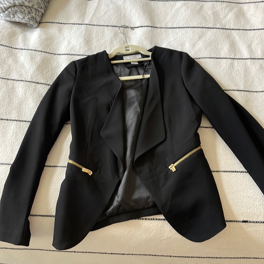 H&M Black Jacket with Gold zippers size 4